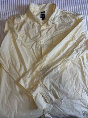 GAP Yellow Button-Up Shirt with Navy Logo Tag
